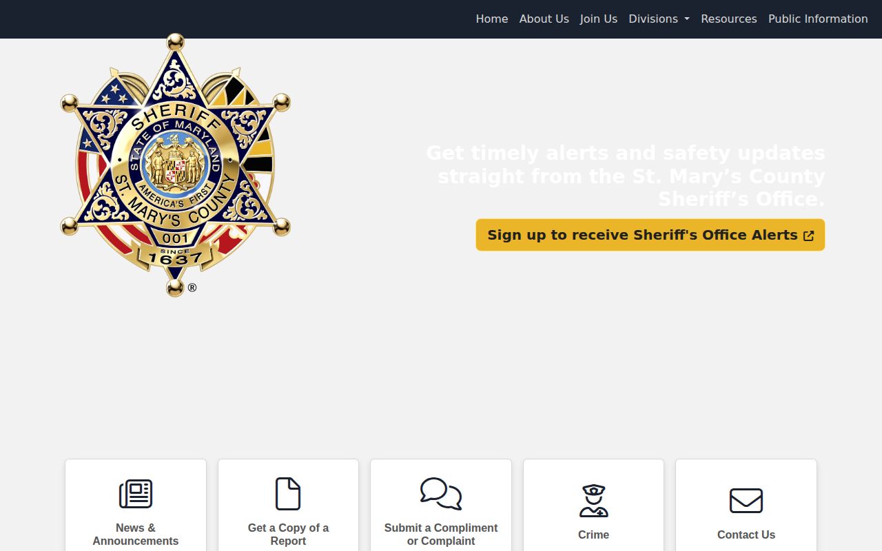 St. Mary's County Sheriff's Office official news page